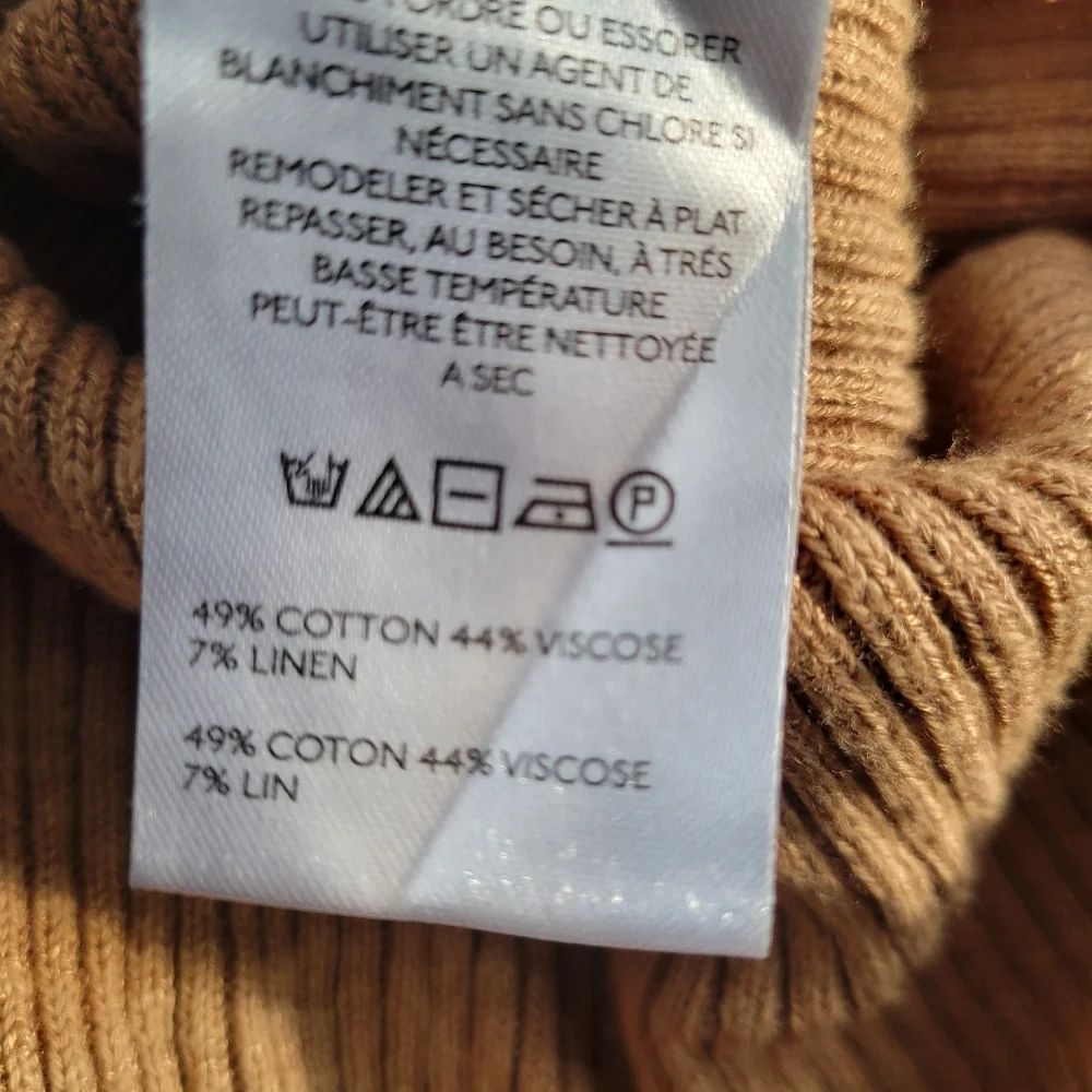Free People Ella Button-Up‎ Ribbed Cardigan Sweater Iced Coffee Tan S
